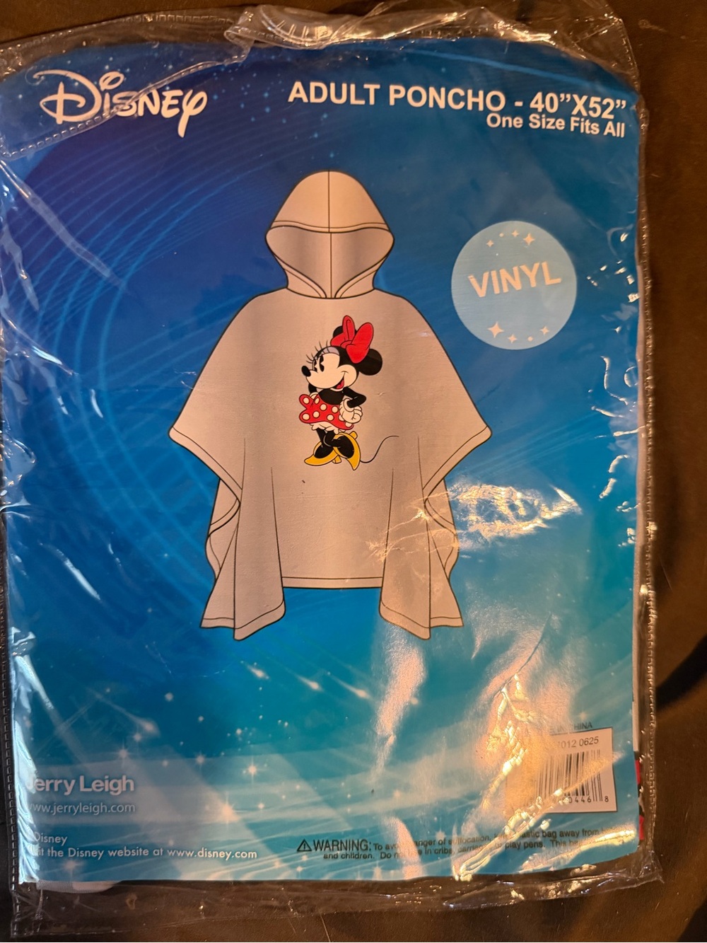 Disney Adult Minnie Mouse Hooded Vinyl Poncho in White, Red, Yellow, Black